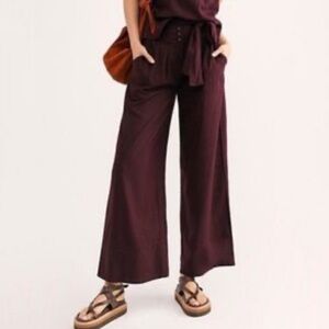 LEITH Tie Waist Wide Leg Crop Pant